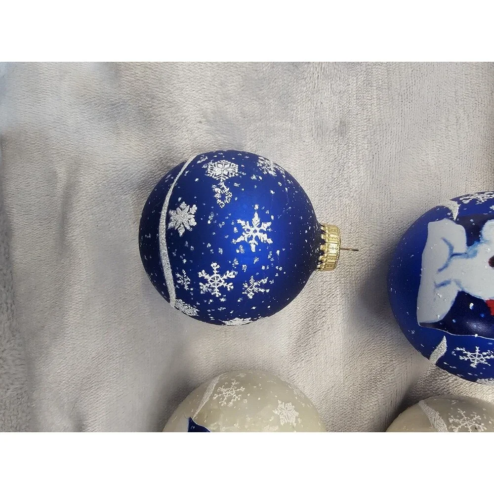 Krebs Vintage Christmas Ball Glass Ornaments, Set of 4, Snowman